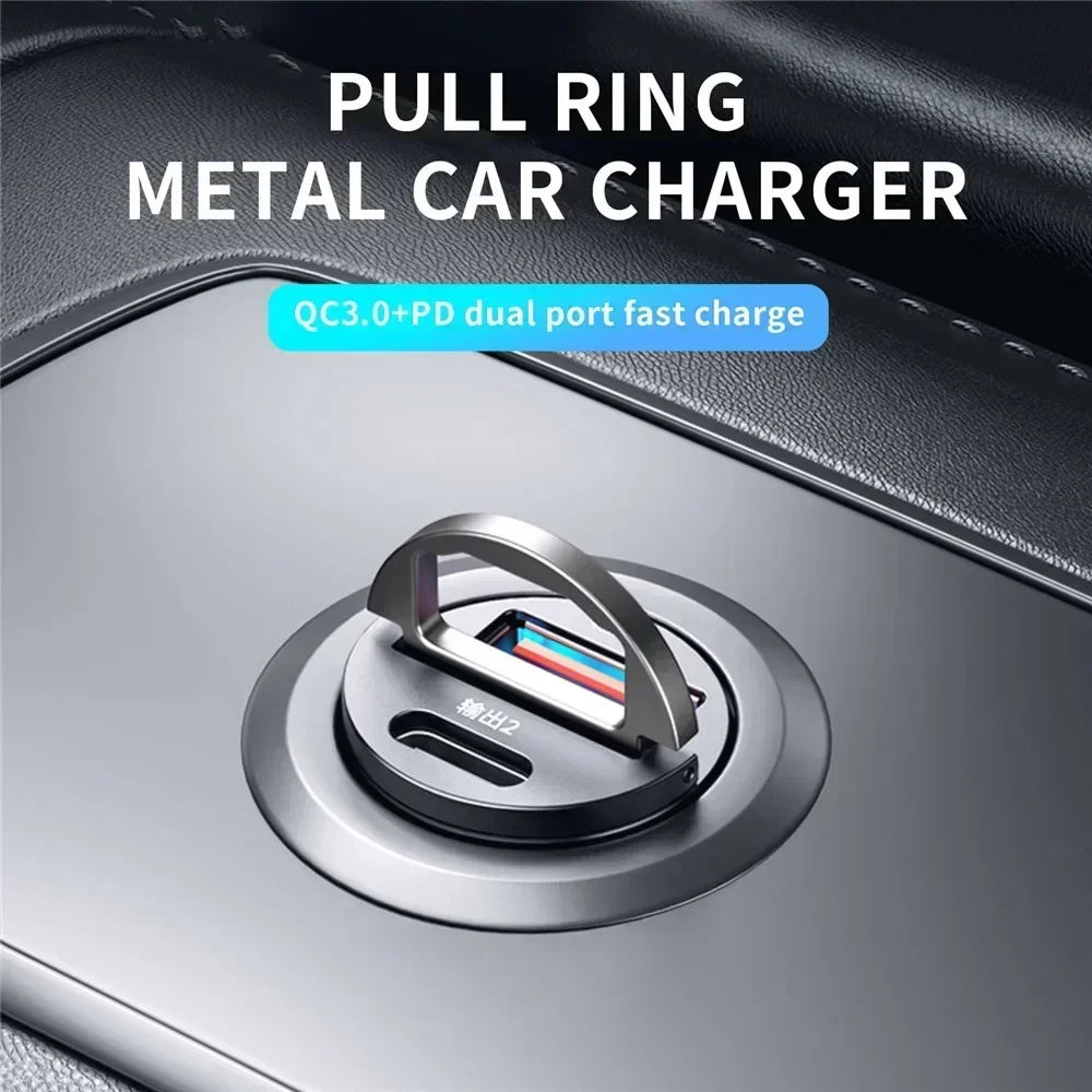 200W Mini Car Charger PD Type C Fast Charging For IPhone QC 3.0 USB C Car Mobile Phone Charger For Samsung Xiaomi Huawei