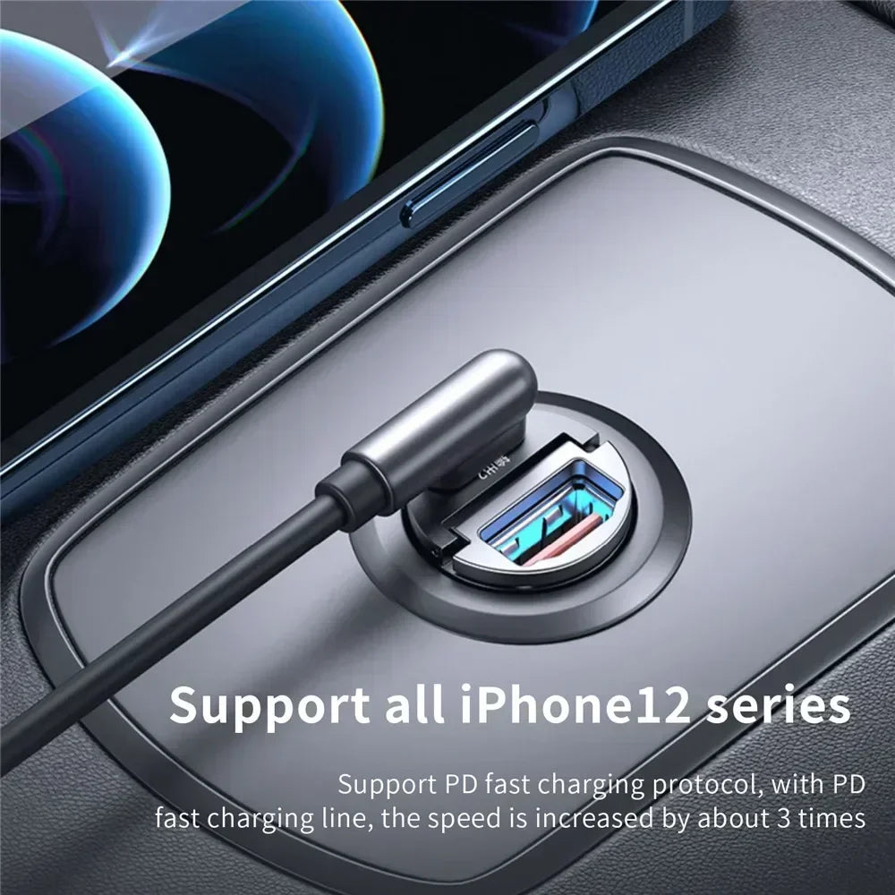 200W Mini Car Charger PD Type C Fast Charging For IPhone QC 3.0 USB C Car Mobile Phone Charger For Samsung Xiaomi Huawei